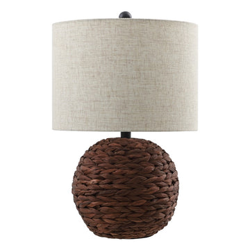 Camilo 21.5" Modern Coastal Woven Rattan Globe LED Table Lamp